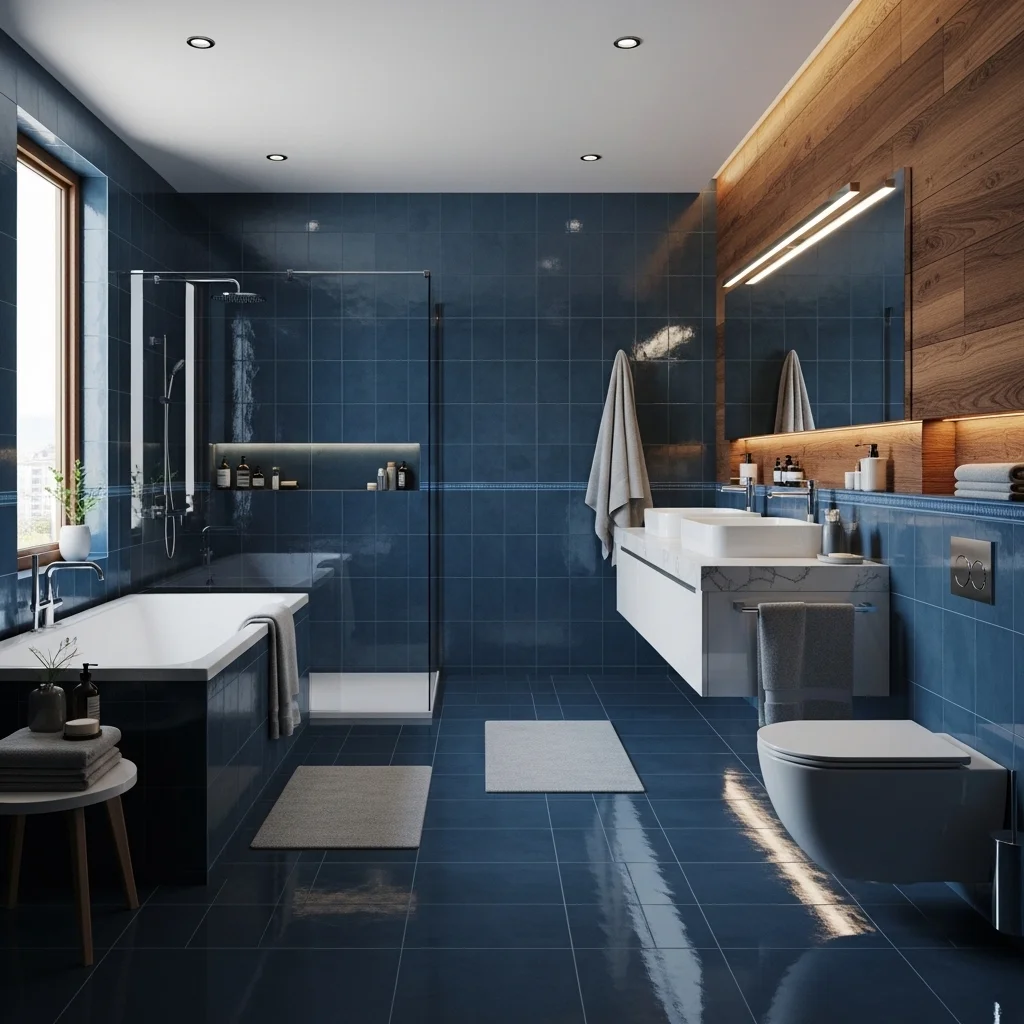 Moody Blue Tiles for Floors and Showers