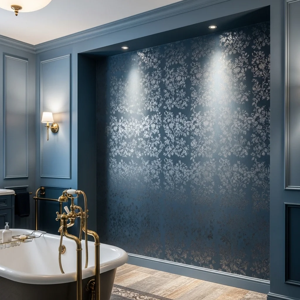 Accent Walls and Wallpaper in Moody Blue
