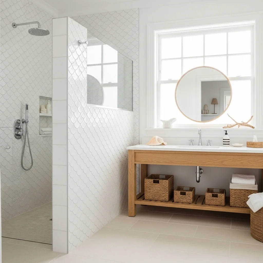White Mermaid Tile for a Subtle Coastal Look