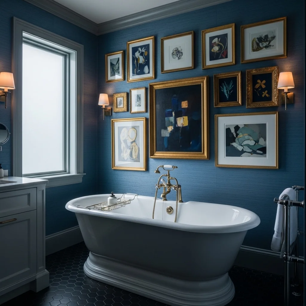 Blue Gallery Walls and Art Integration