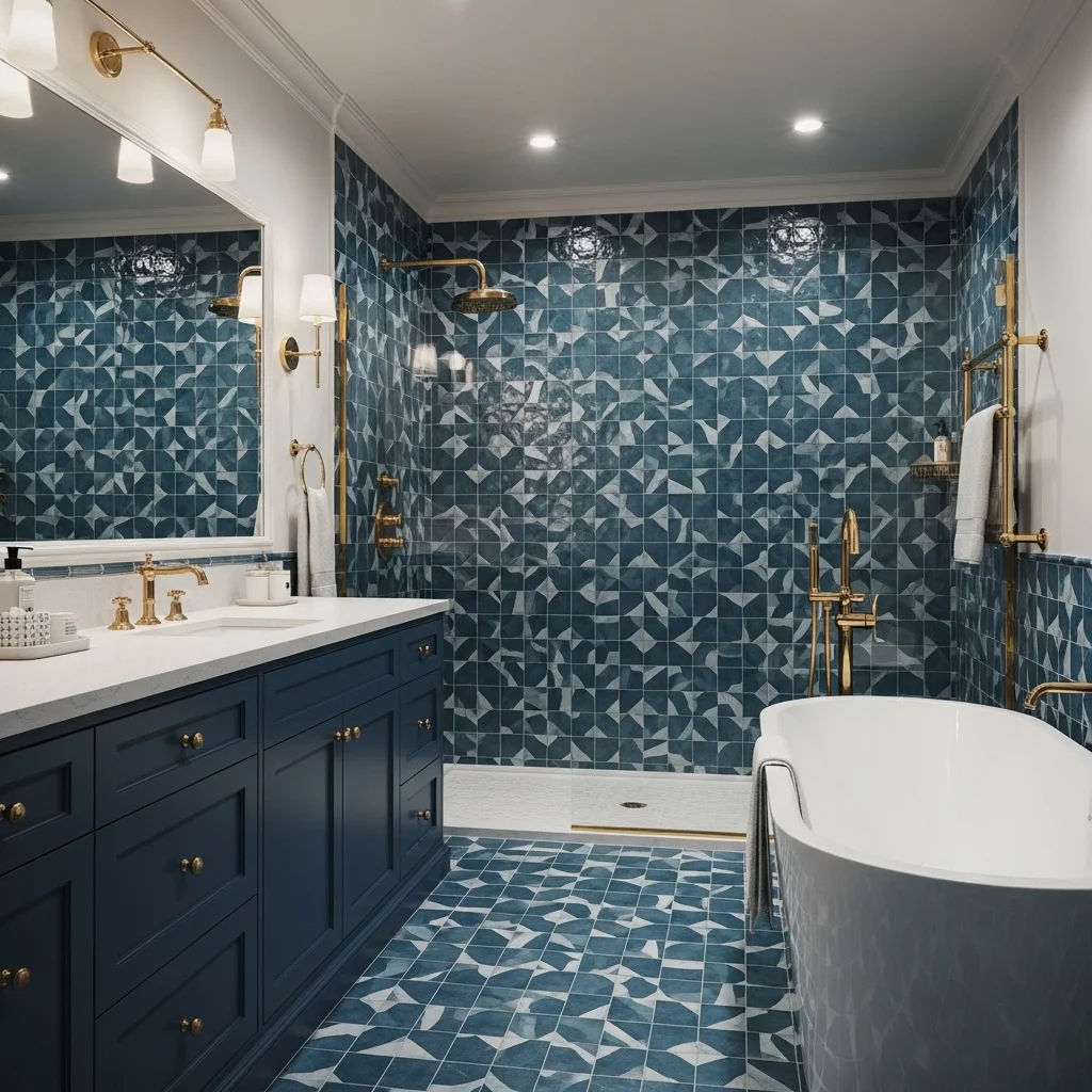 Patterned Blue Tiles for Visual Energy