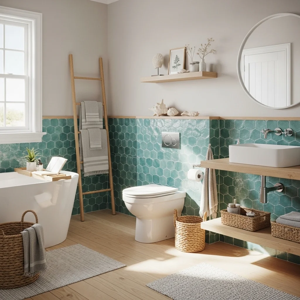 Mermaid Tile with Coastal Decor Elements