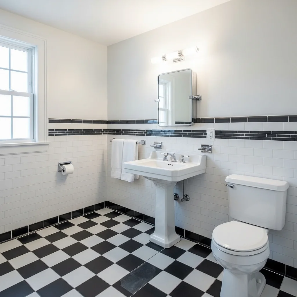 Add Black and White Checkered Flooring