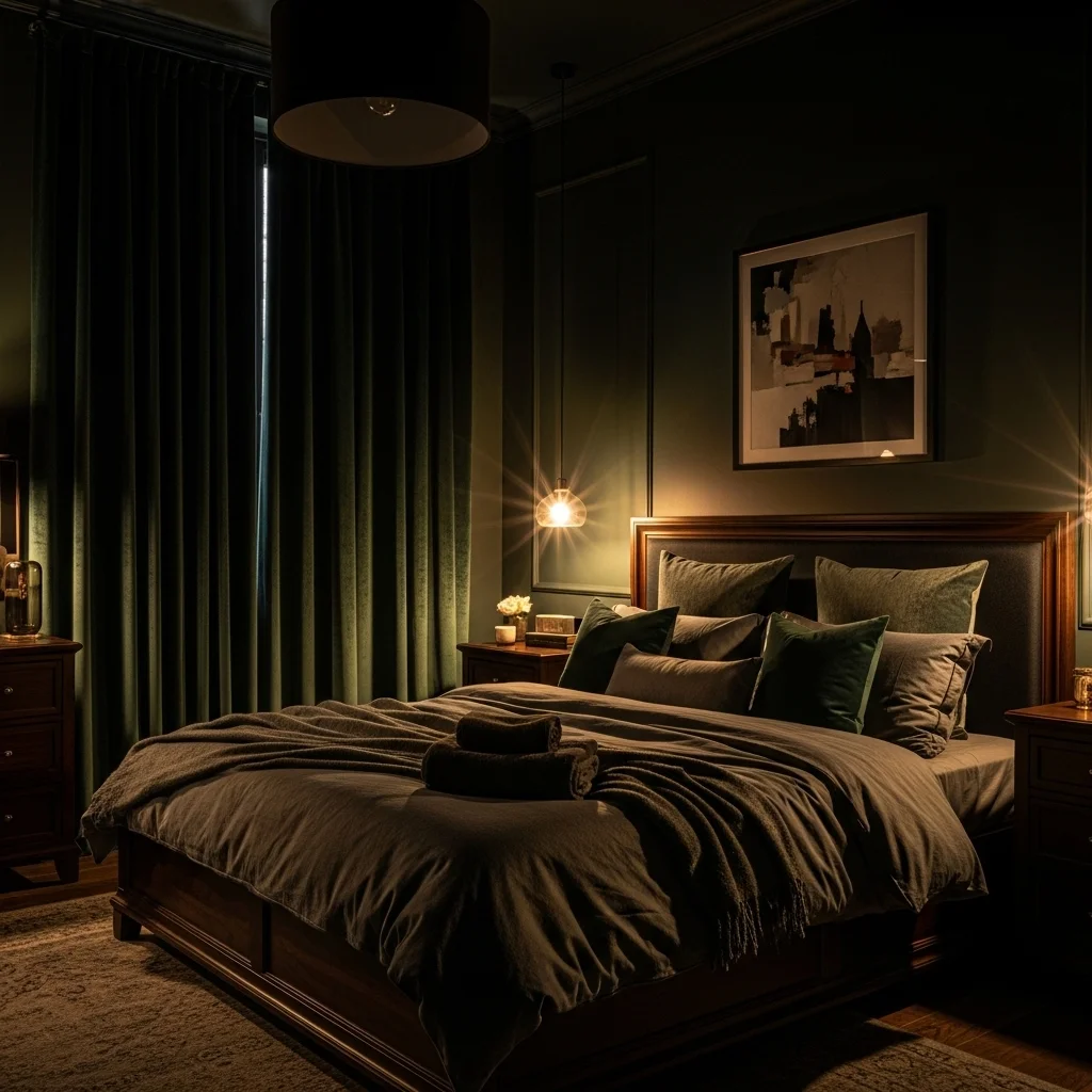 Dark Emerald Moody Bedroom