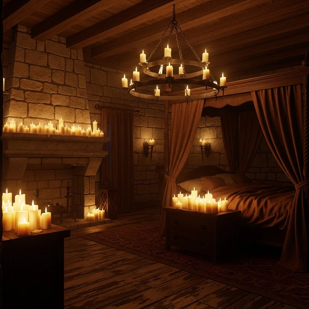 Layered Lighting with Candles and Chandeliers