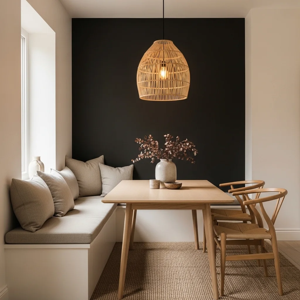 Deep Charcoal Accent Wall Behind a Light Wood Setup 