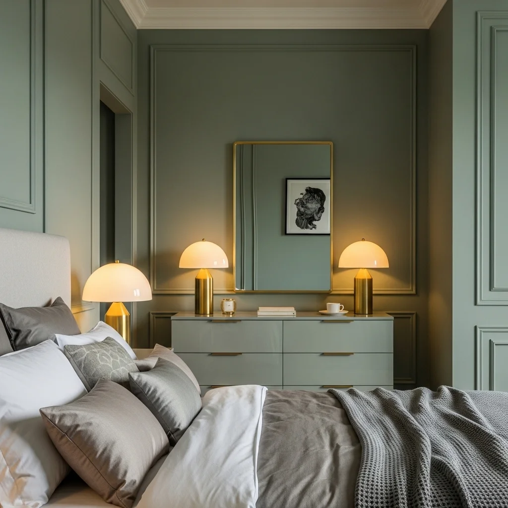 Sage Green and Gold Accents