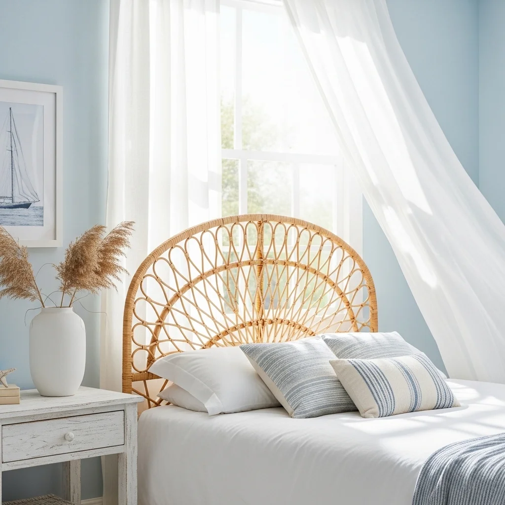 Coastal Style Rattan Headboard