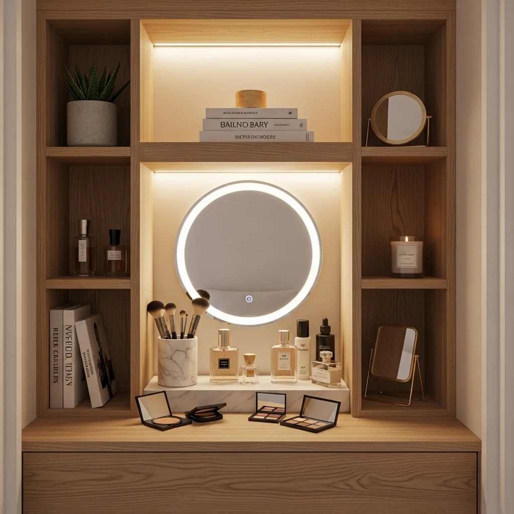 Vanity with Built In Shelves 
