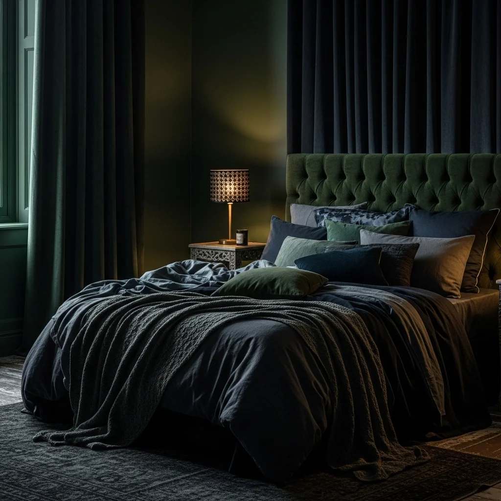 Dark Green and White Bedroom Balance