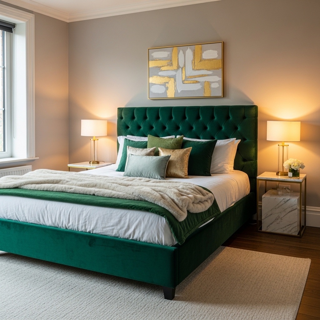 Emerald Green Velvet Bed Frame