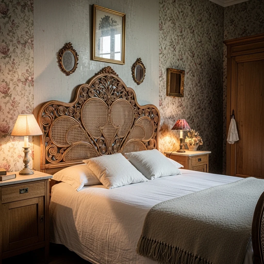 Vintage Rattan Headboard