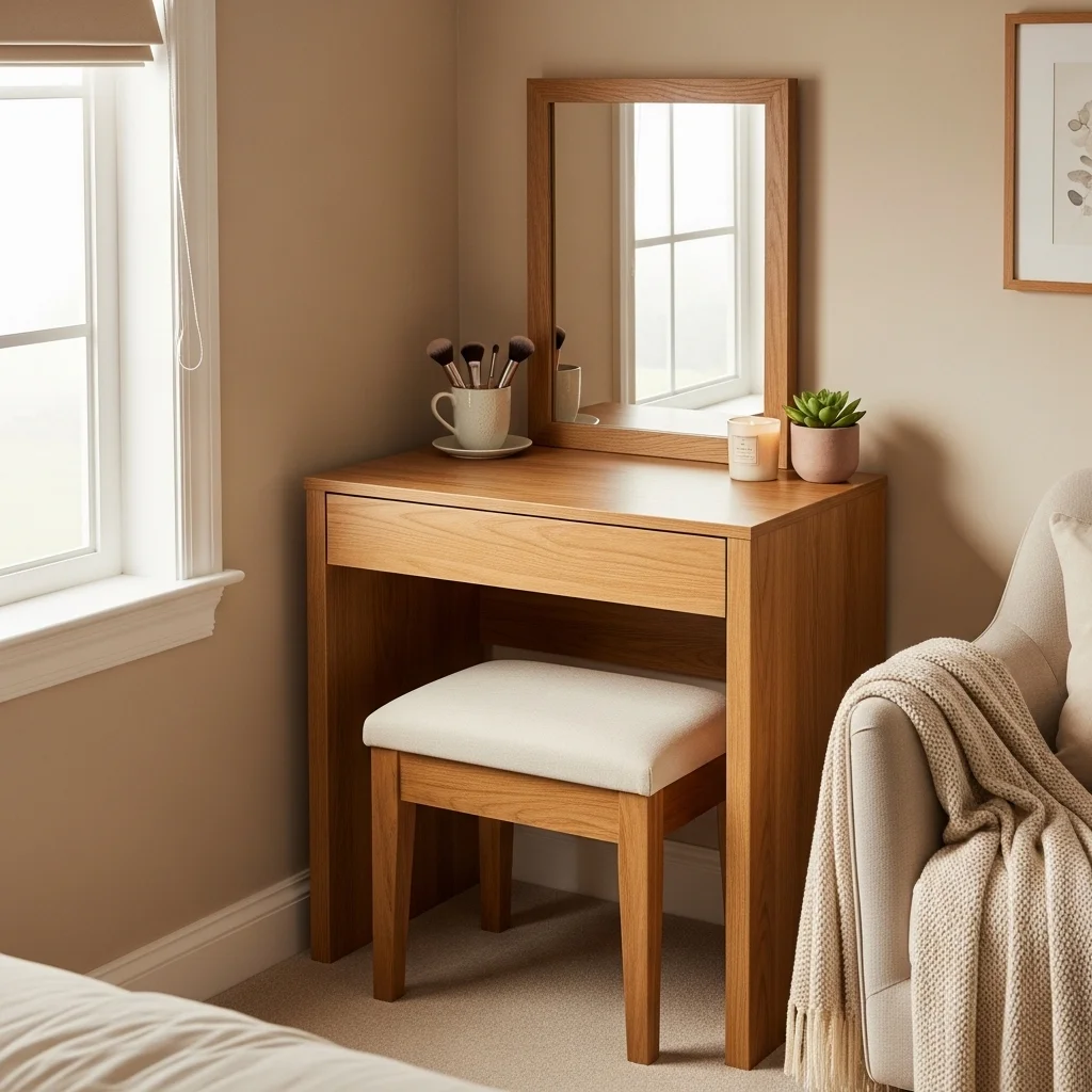 Compact Vanity with Stool Storage 