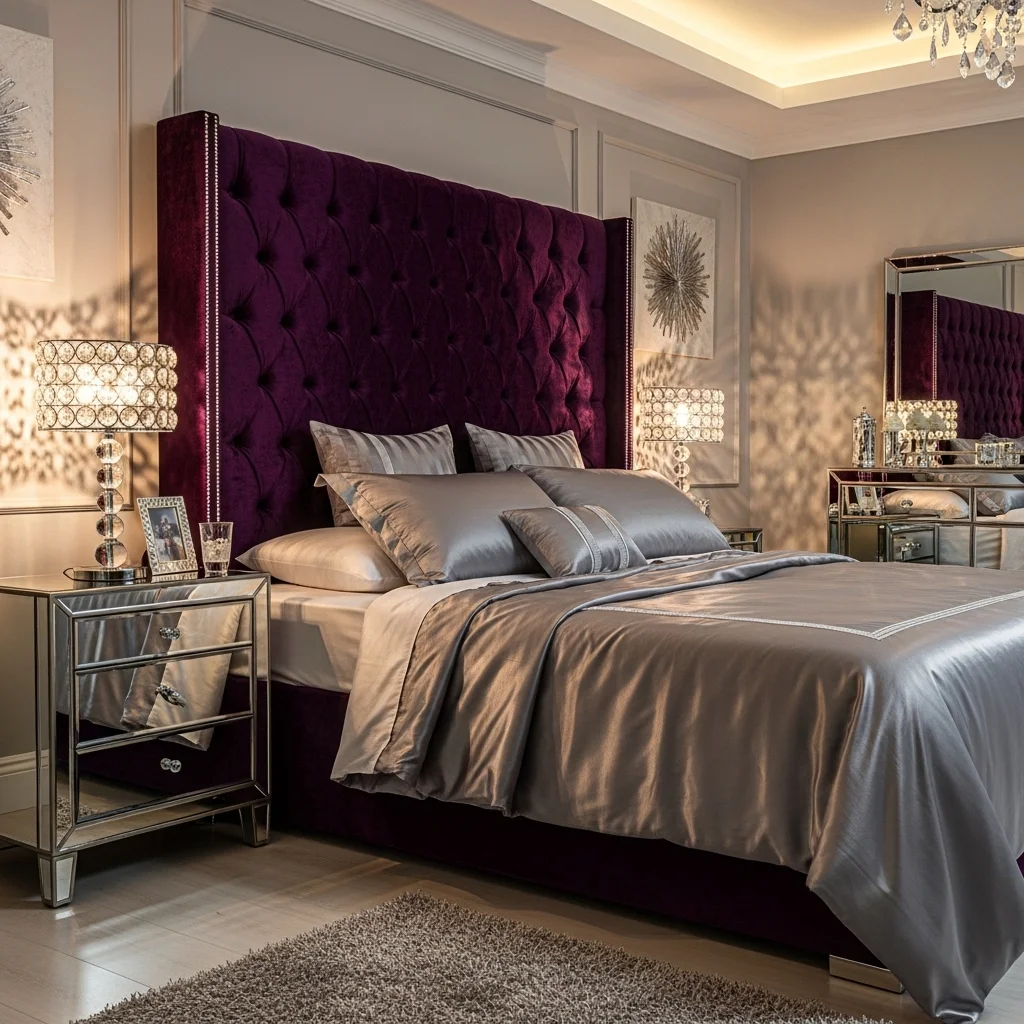 Purple Gray Glam Bedroom