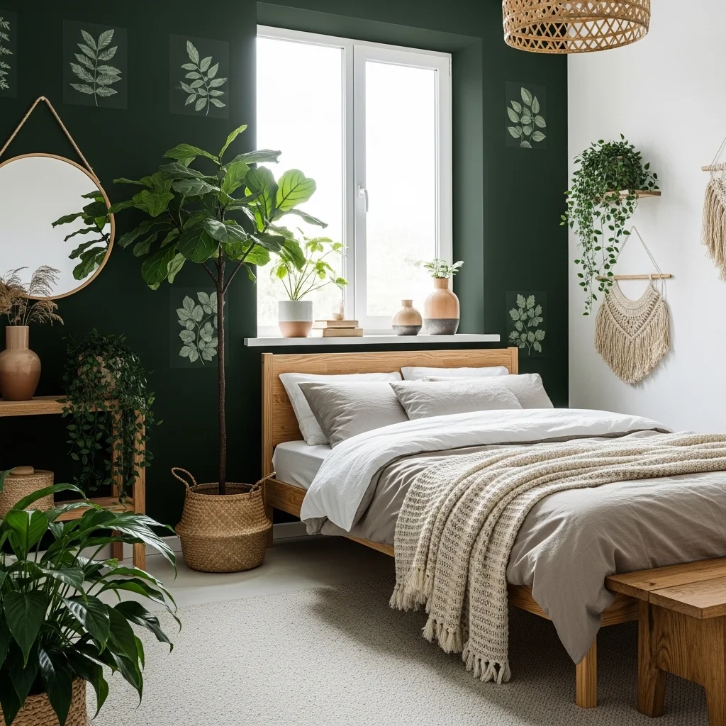 Minimalist Dark Green Bedroom Design