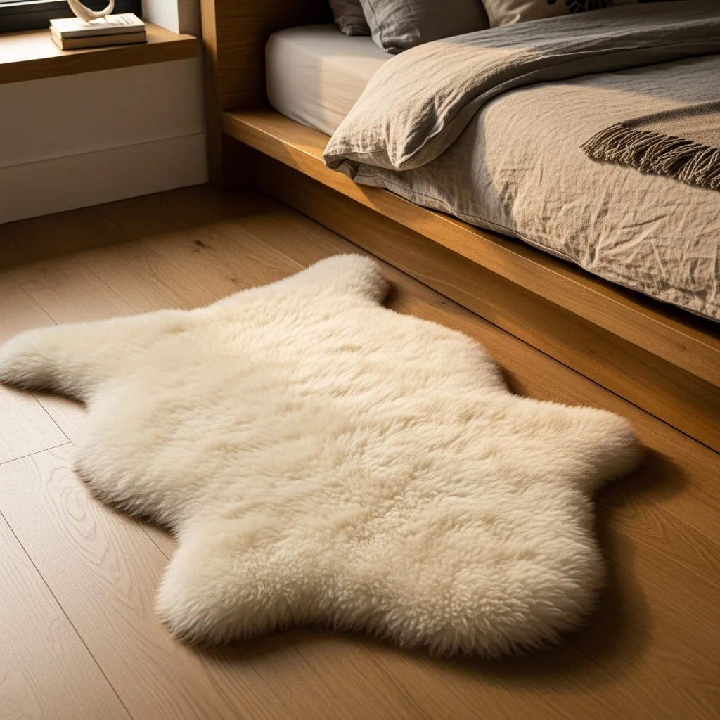 Add a Sheepskin Rug Beside the Bed