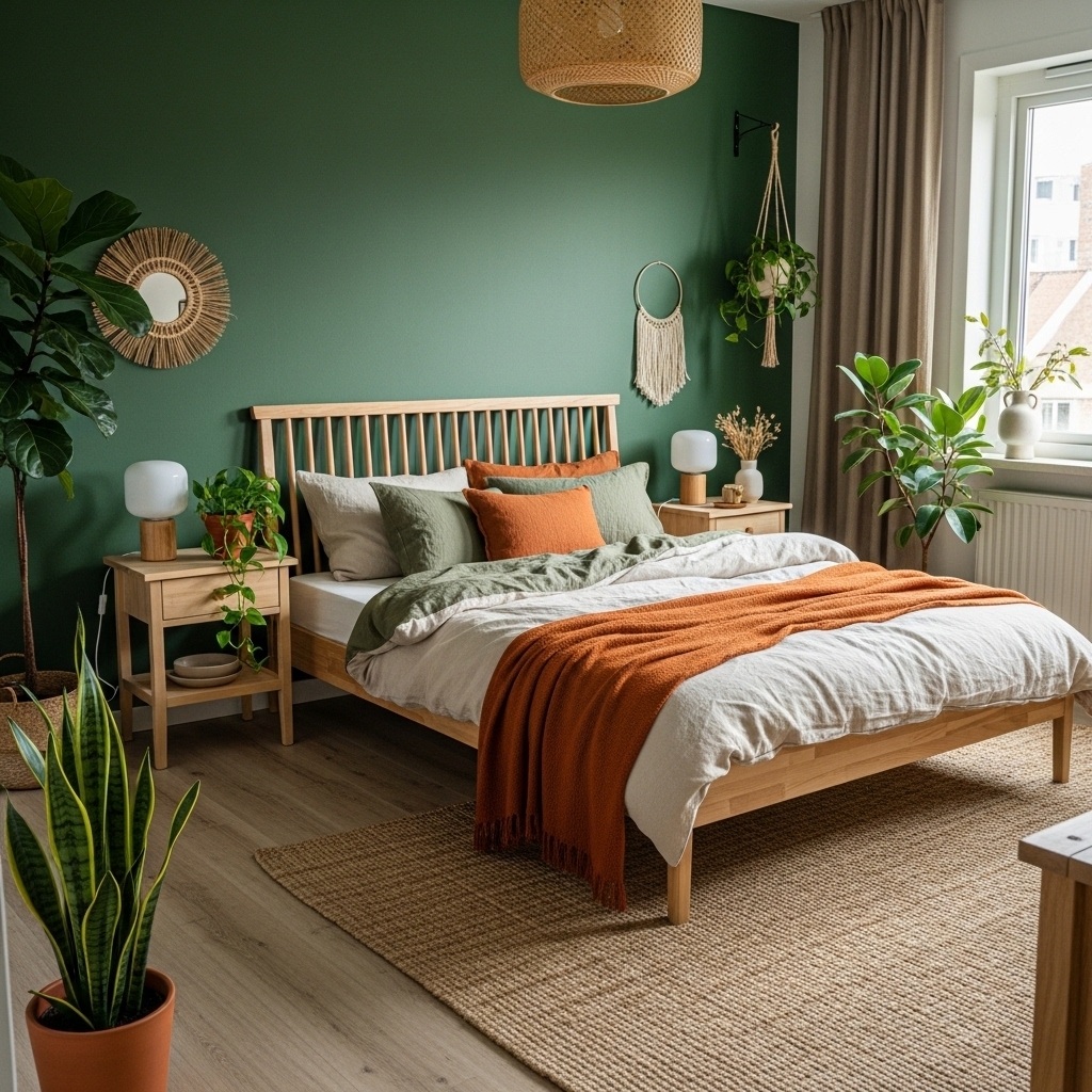 Emerald Green and Natural Wood