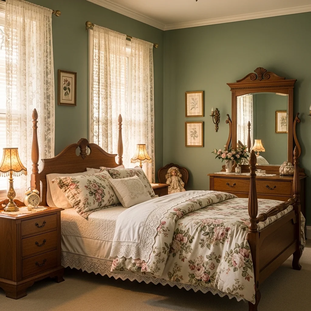 Vintage Sage Green Bedroom