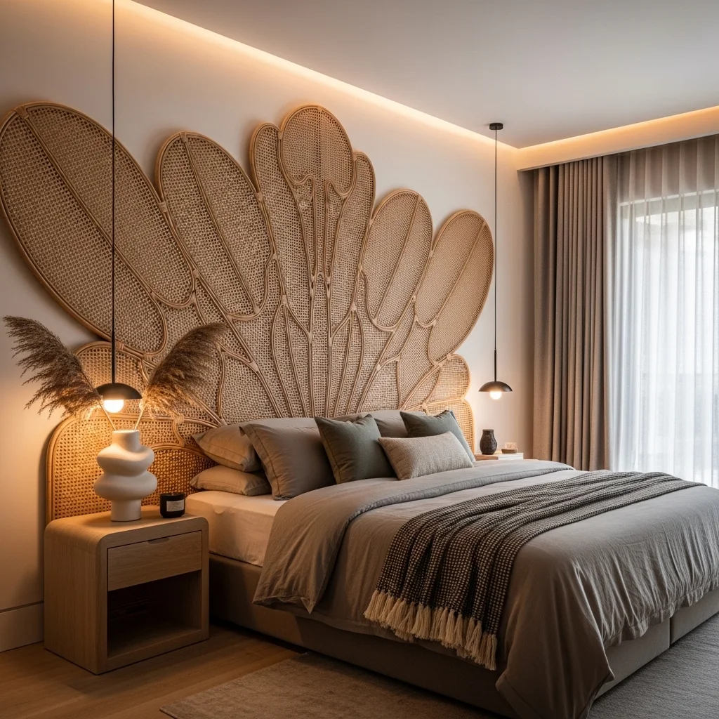 Oversized Statement Rattan Headboard