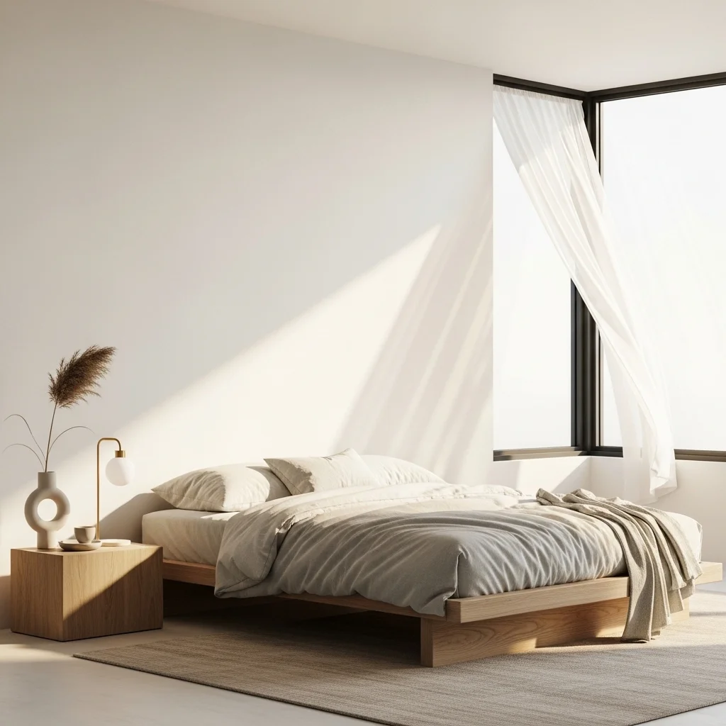 Minimalist Bedroom with a Simple Bed Frame