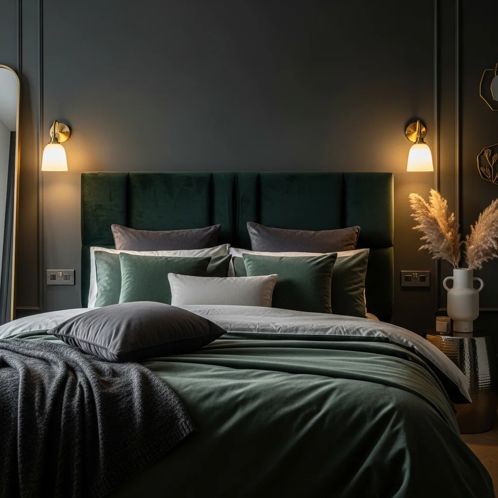  Dark Green Panel Wall Bedroom Style
