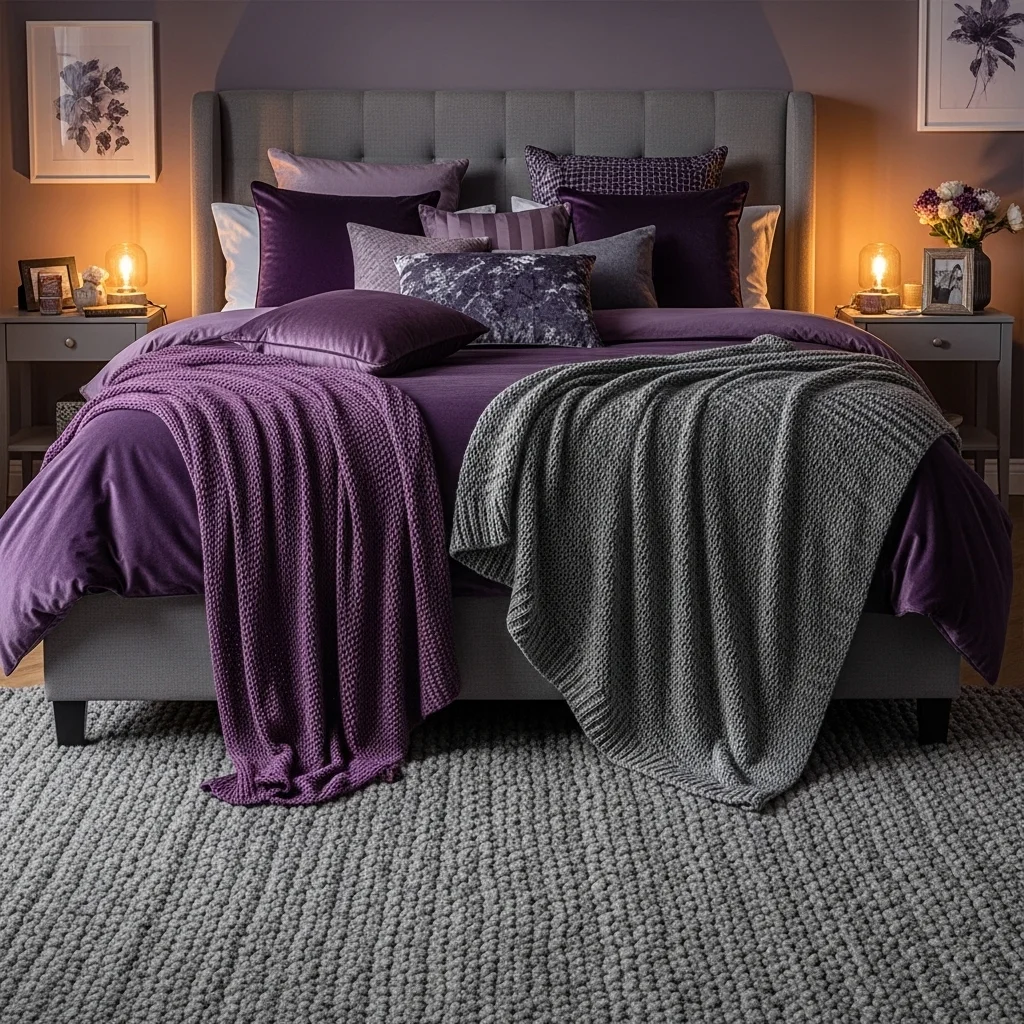 Textured Purple Gray Bedroom