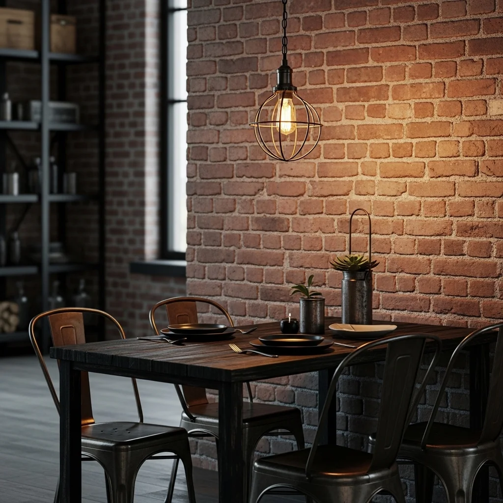 Industrial Chic Corner Dining Setup 