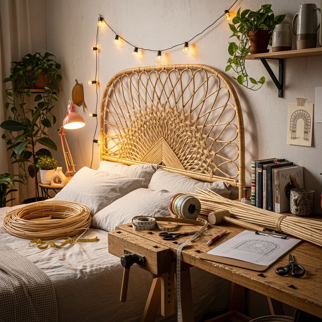 DIY Rattan Headboard