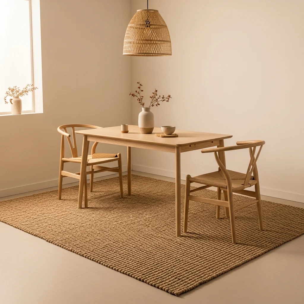 Tatami-Inspired Rug to Define the Dining Corner 