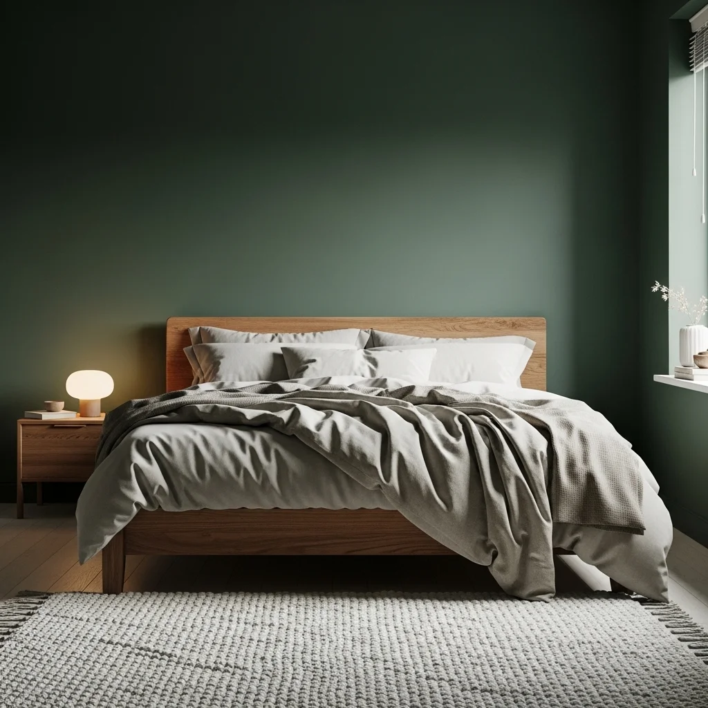 Dark Green Bedroom with Brass Accents