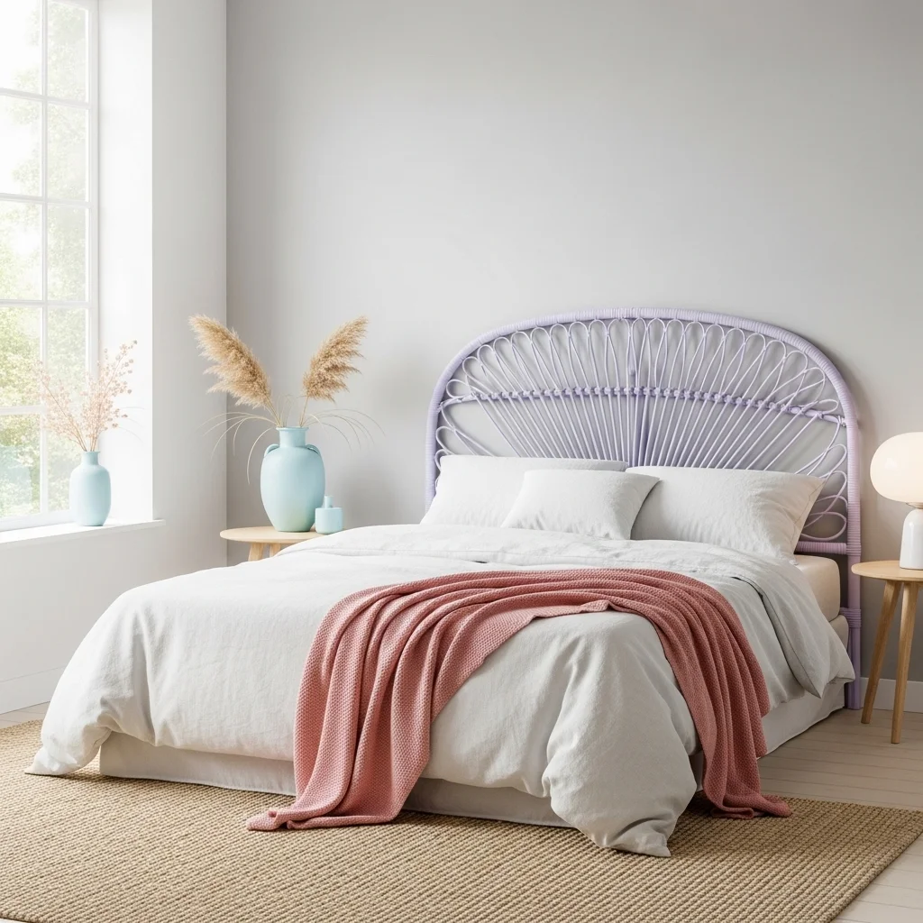 Painted Rattan Headboard