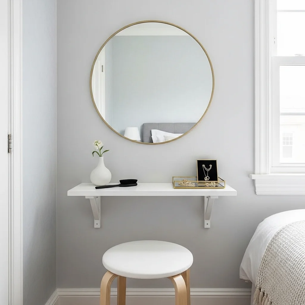 Wall Shelf Vanity Setup 