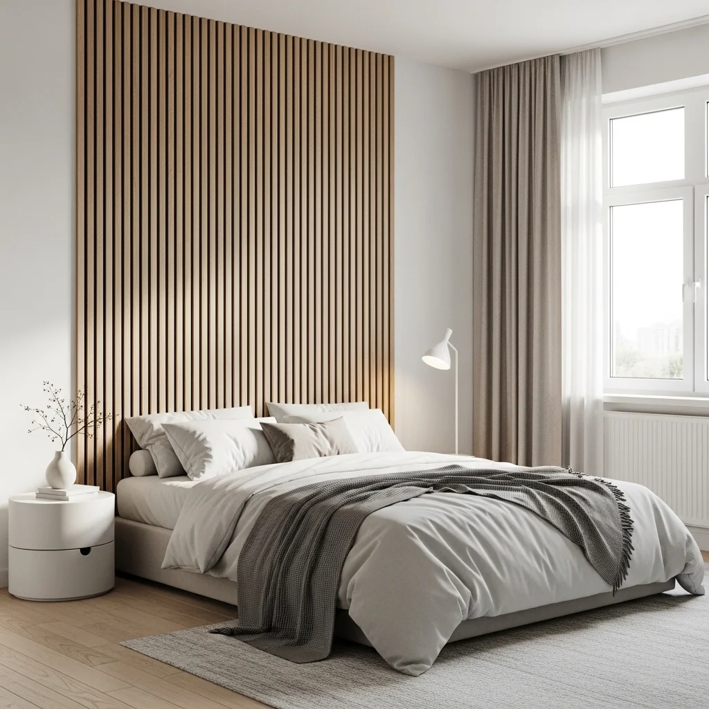 Vertical Wood Slat Feature Wall