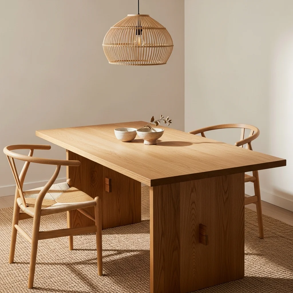 Wishbone Chair Corner with an Oak Table 