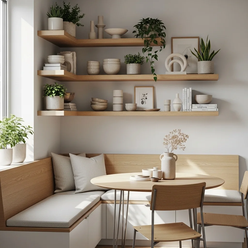 Floating Shelves Beside the Nook 