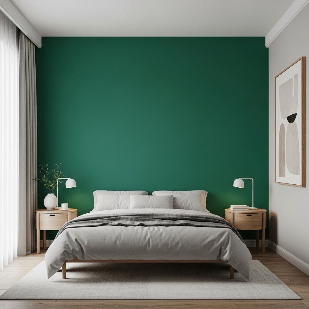 Modern Emerald Minimalist Bedroom