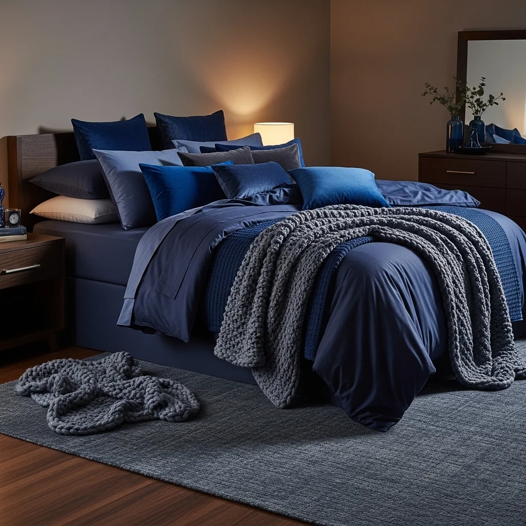 Layered Textures in Dark Blue