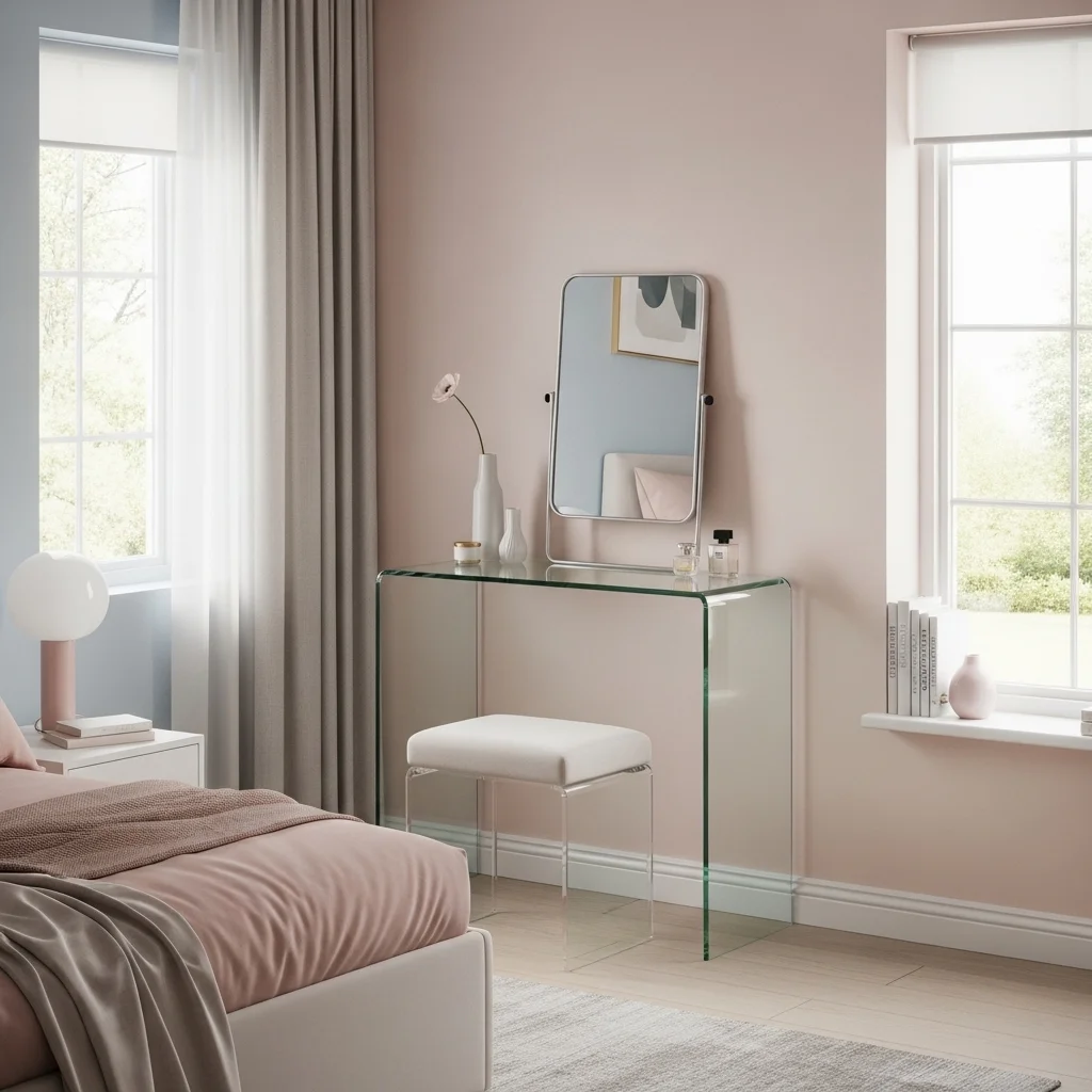 Compact Glass Vanity for an Airy Feel 