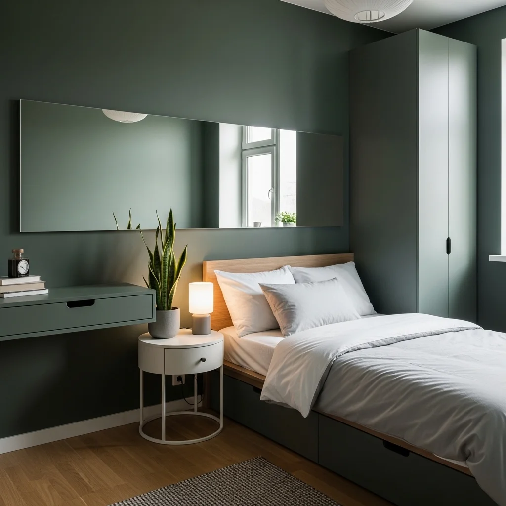 Dark Green Gallery Wall Bedroom
