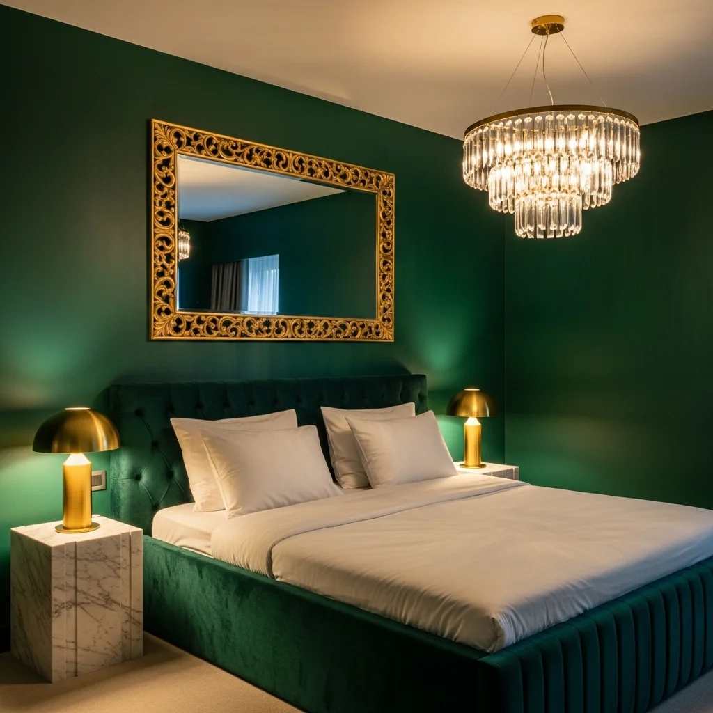 Green and Gold Bedroom