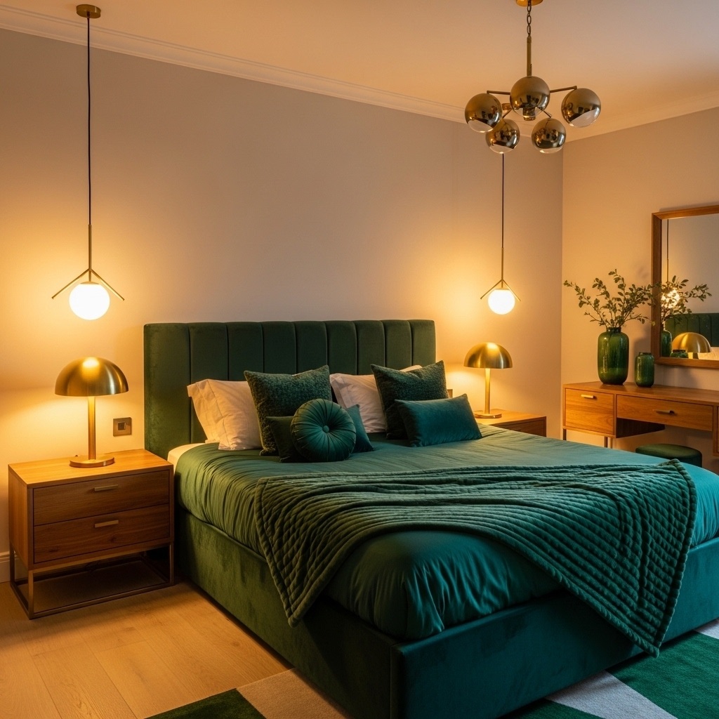 Emerald Green and Brass Lighting