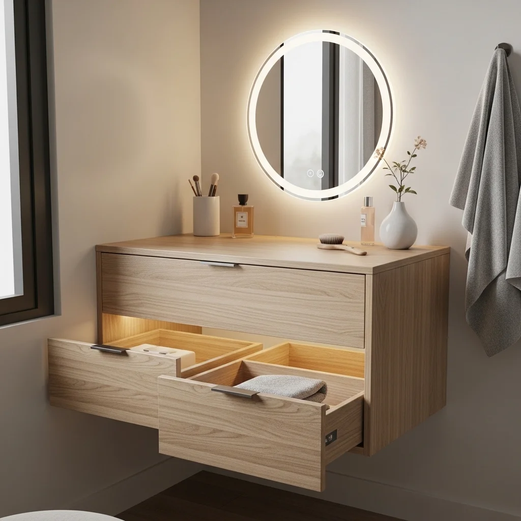 Sliding Drawer Vanity Design 