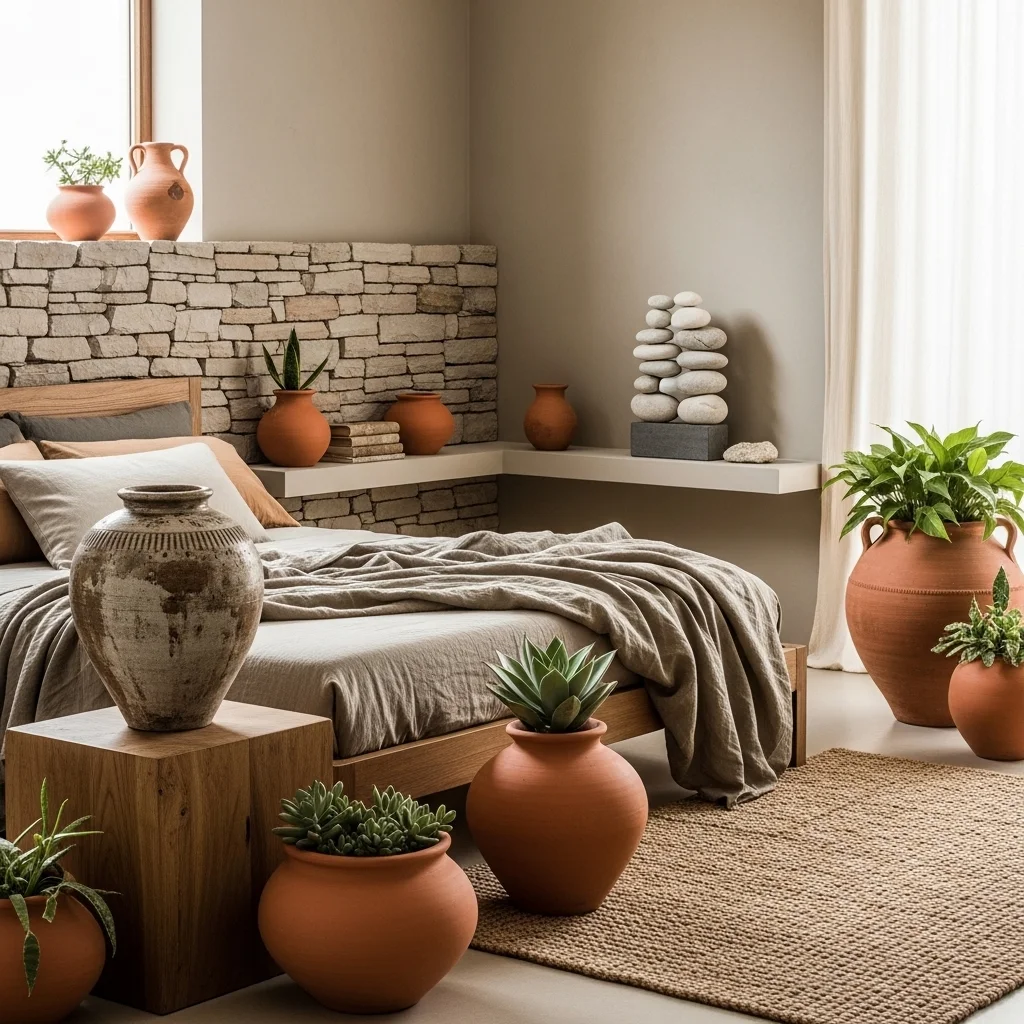 Incorporate Stone and Clay Accents