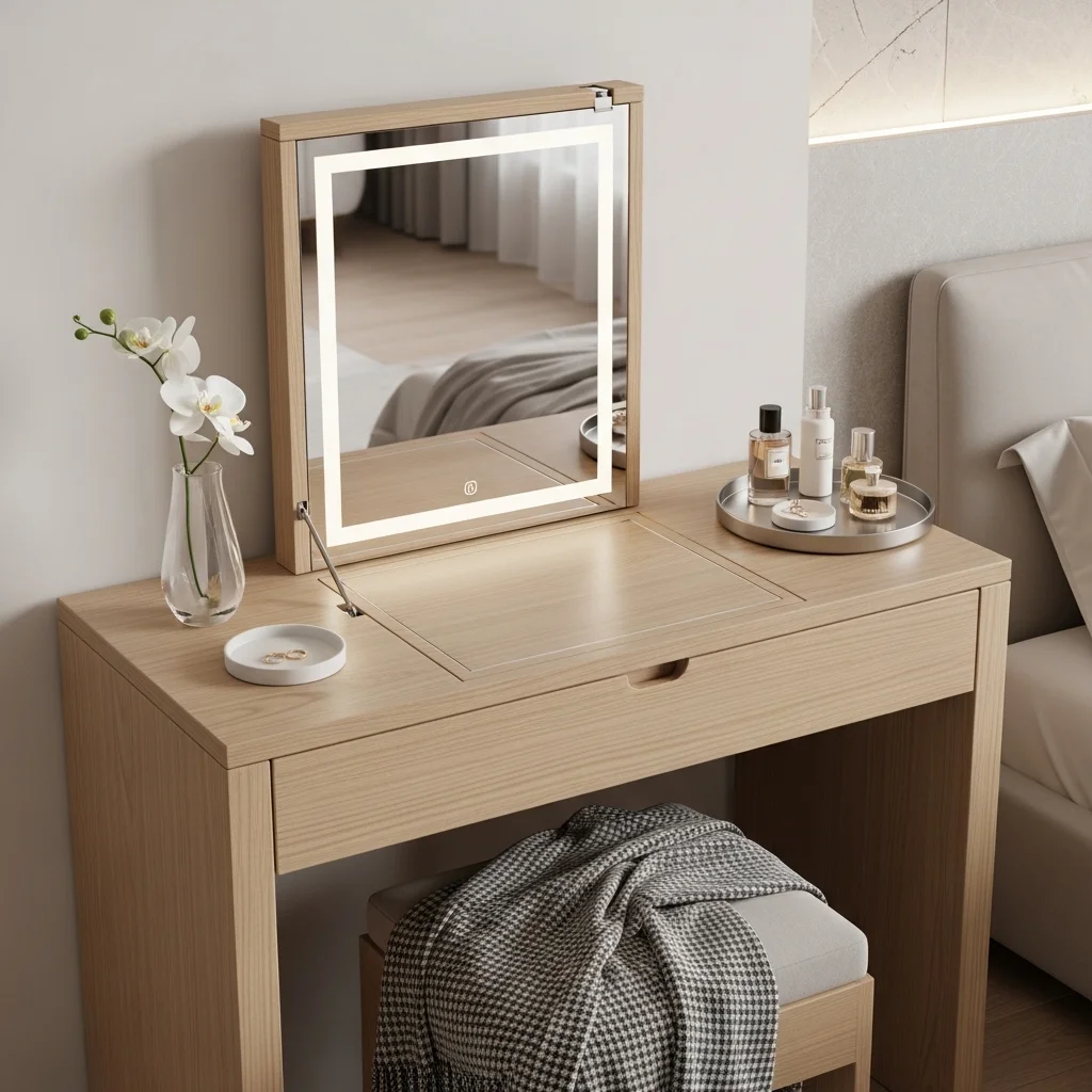 Vanity with Fold Down Mirror 