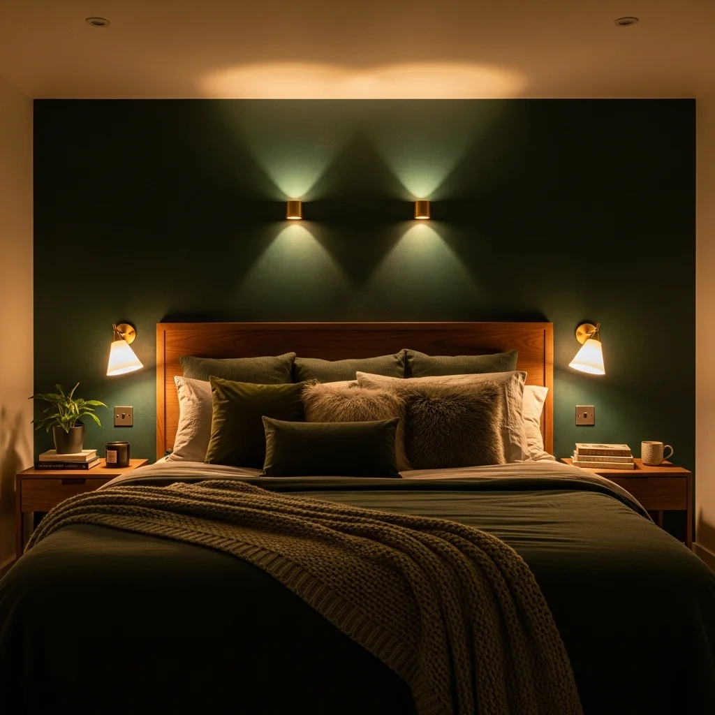  Dark Green Bedroom with Patterned Textiles
