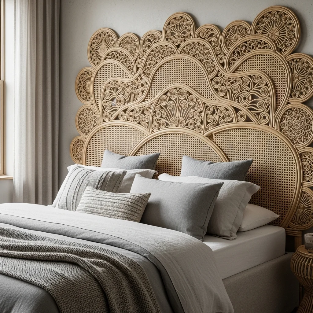 Layered Rattan Headboard