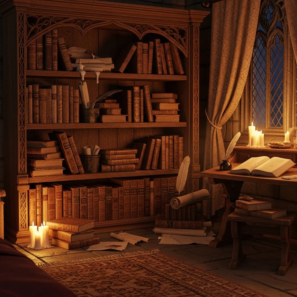 Bookshelves and Ancient Style Books