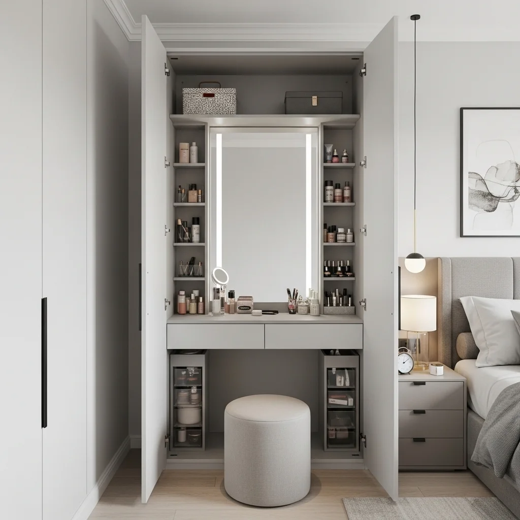 Hidden Vanity Inside Wardrobe