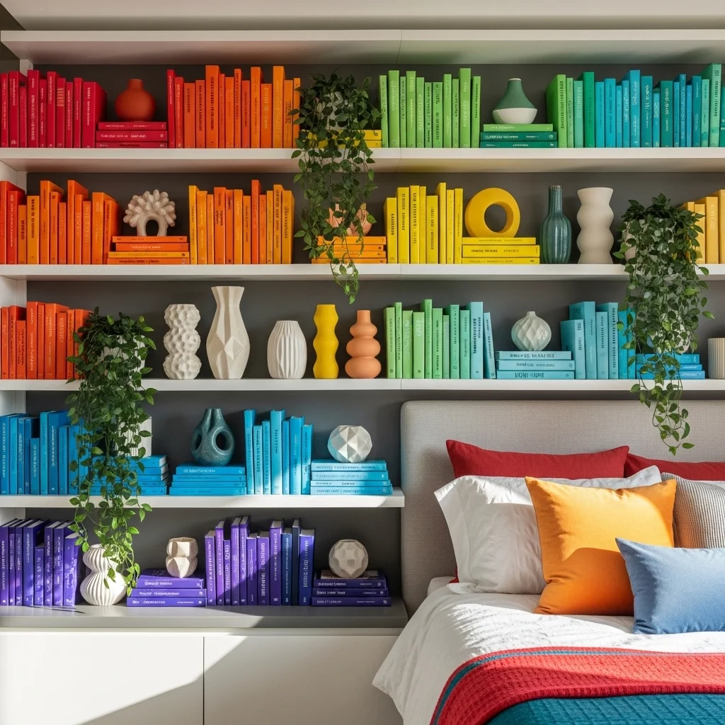 Display Colorful Books and Decor