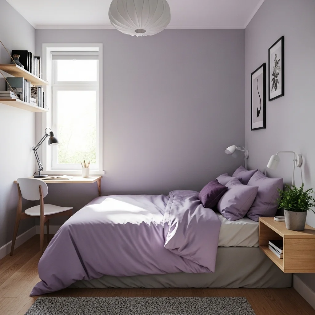 Small Purple Gray Bedroom Ideas